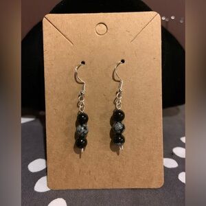 Cut black and grey handmade sterling silver earrings, NWOT